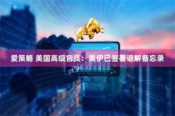 爱策略 美国高级官员：美伊已签署谅解备忘录